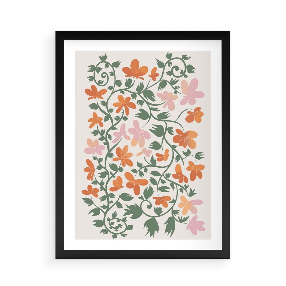 Plakat w ramie 50x70 - Kwiatowa Refleksja - kwiaty polne, plakat - rama czarna
