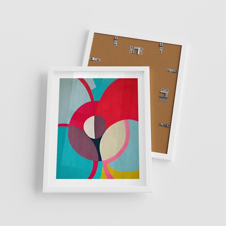 Plakat w ramie 40x50 - Kolorowe Odsłony Inspiracji - abstrakcyjny obraz, olejny - rama biała