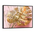 Obraz w ramie 100x70 - Blask Natury - złote, liście - rama czarna