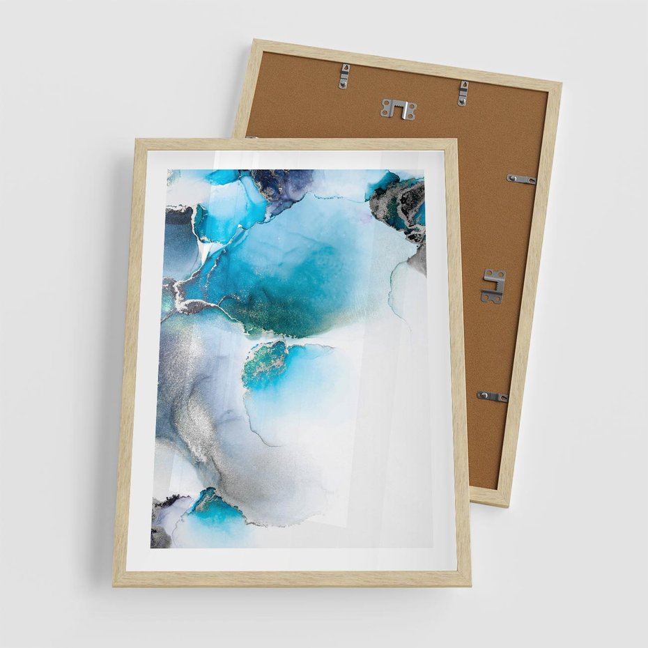 Plakat w ramie 50x70 - Marmur złotą akwarelą - marmur, akwarela - rama drewno