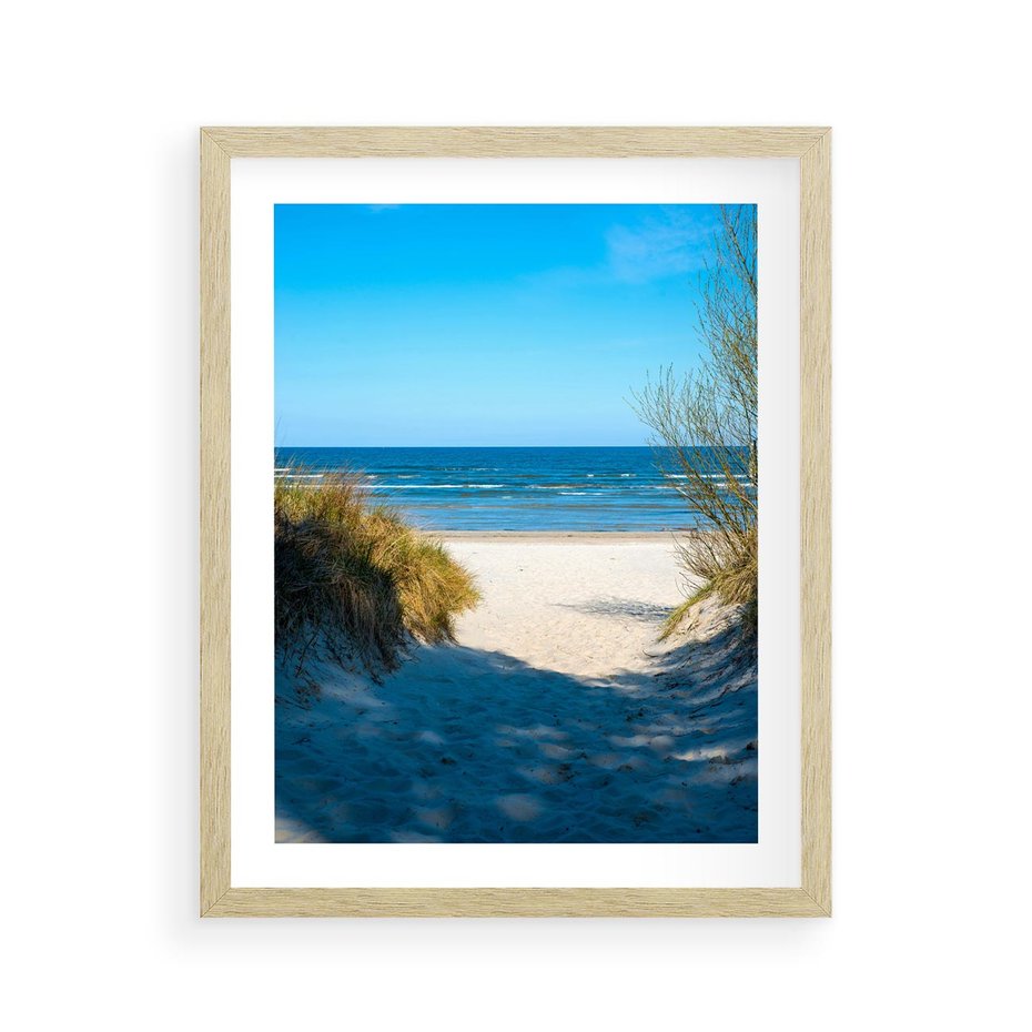 Plakat w ramie 40x50 - Spokój nad brzegiem morza - plaża, morze - rama drewno