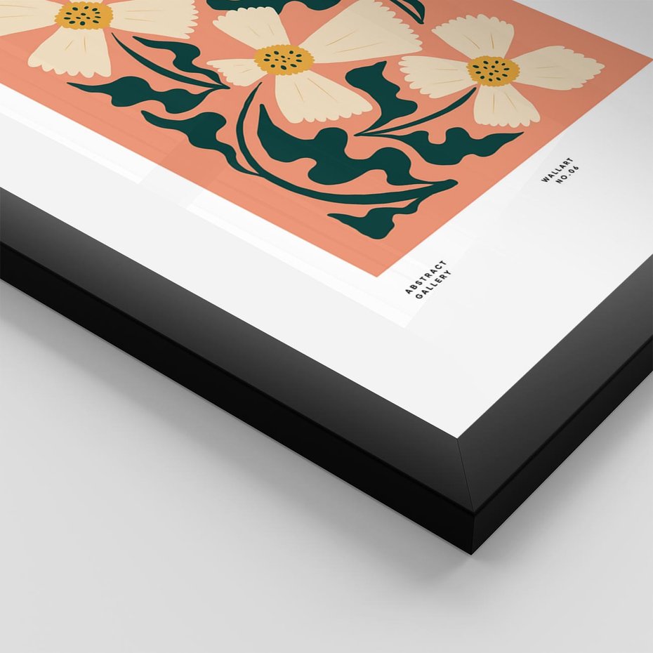 Plakat w ramie 30x40 - Refleksje w roślinnym odbiciu - kwiatowa kompozycja, minimalizm - rama czarna