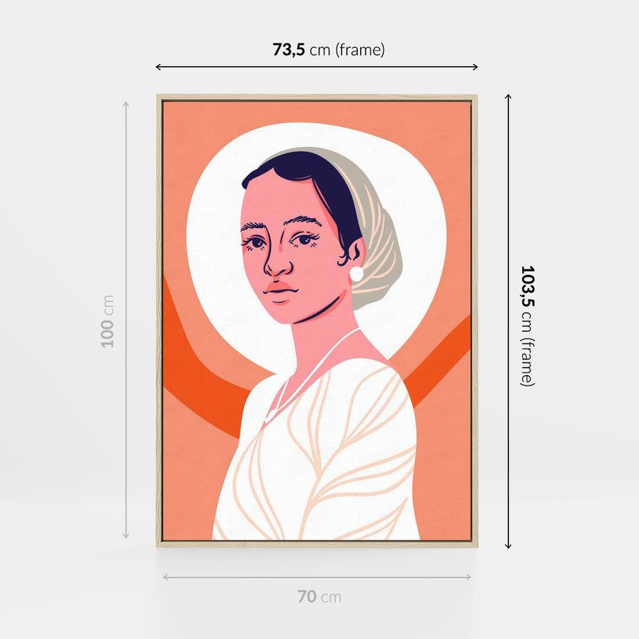 Obraz w ramie 70x100 - Kobieca Harmonia - nowoczesny plakat, styl retro - rama drewno