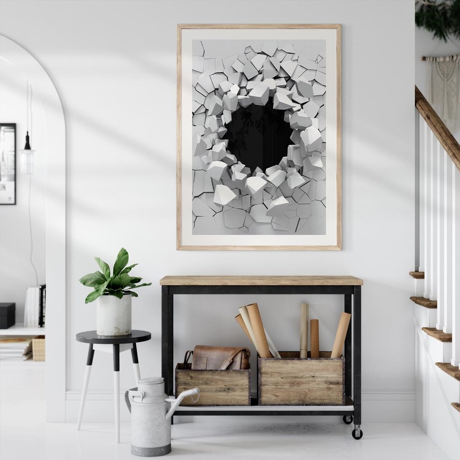 Plakat w ramie 40x50 - Nowoczesna Abstrakcja - grafika, nowoczesna - rama drewno