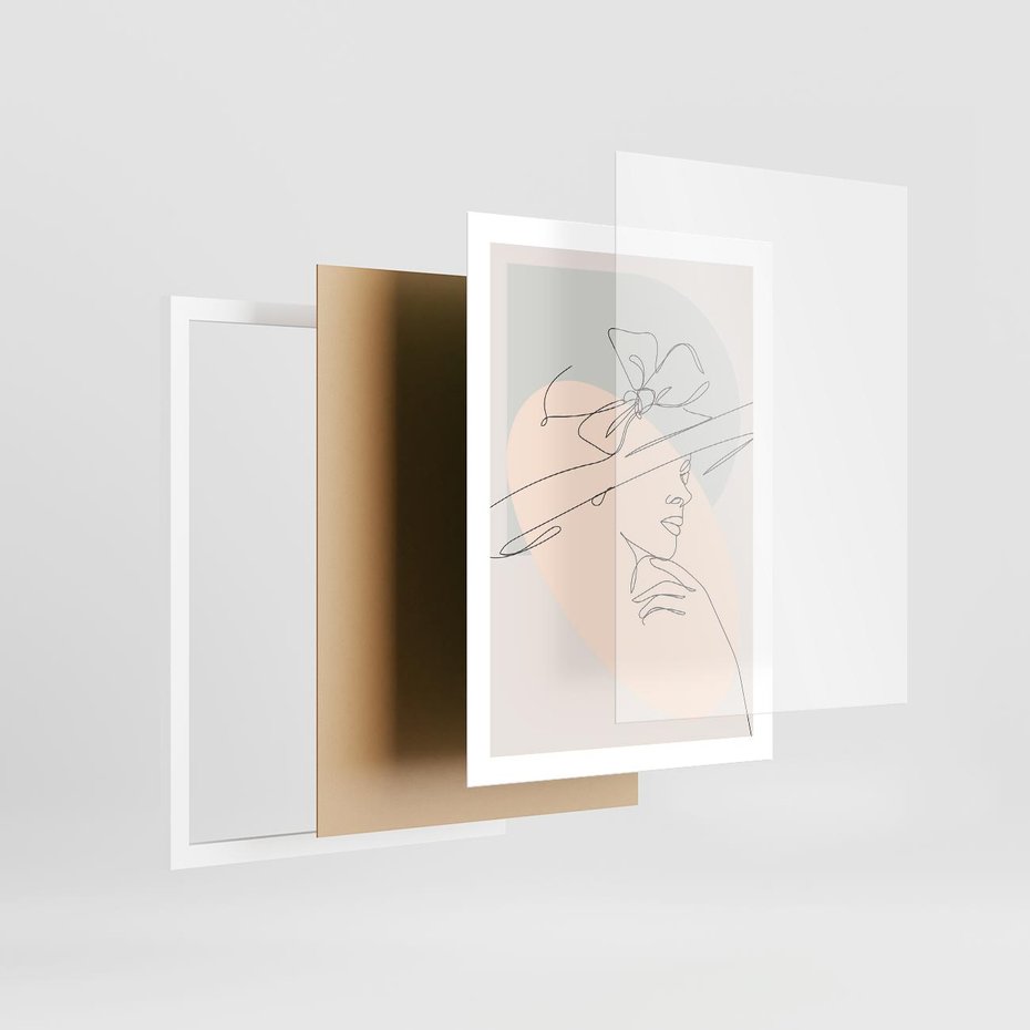 Plakat w ramie 50x70 - Twarz Kobiety w Pastelach - minimalistyczna grafika, pastelowe tłó - rama biała