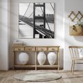 Obraz w ramie 80x80 - Ikona Miasta - most Nowy Jork, czarno biała fotografia - rama drewno