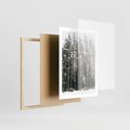 Plakat w ramie 50x70 - Sypiący Śnieg - las w zimie, drzewa pod śniegiem - rama drewno