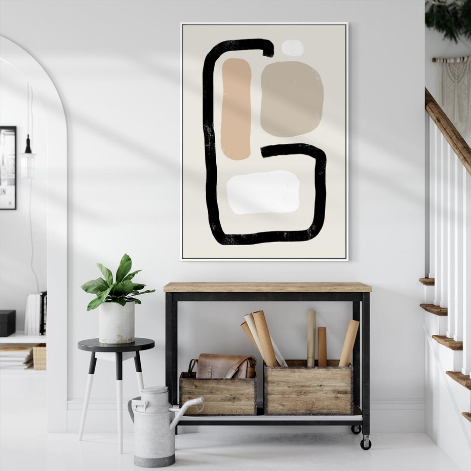 Obraz w ramie 80x120 - Kształtne Formy - geometryczne nieregularne kształty, nowoczesna kompozycja - rama biała