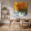 Obraz na płótnie 70x70 - Jesienny wodospad w lesie - jesień, wodospad