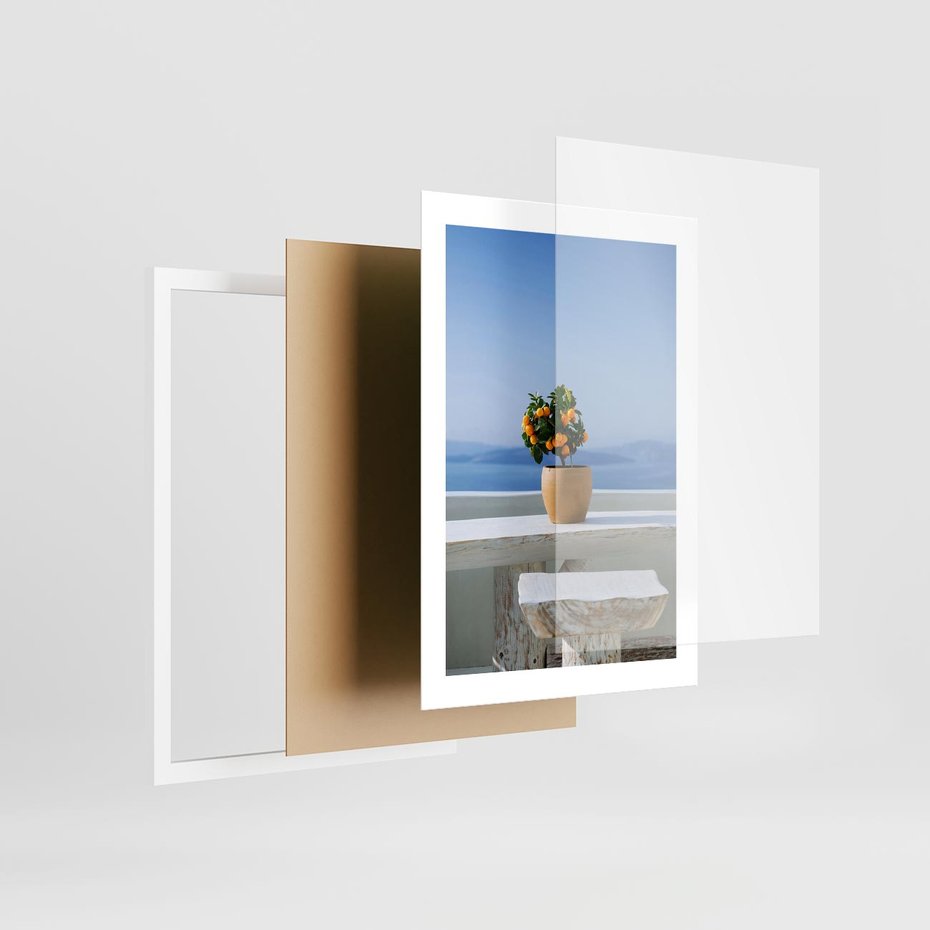 Plakat w ramie 30x40 - Uroki Santorini - Santorini, Grecja - rama biała