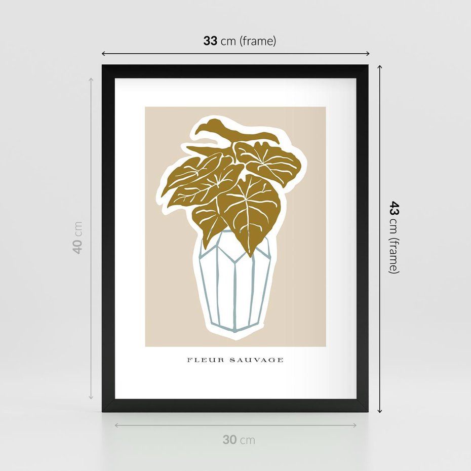 Plakat w ramie 30x40 - Rytmy Nowych Wizji - abstrakcyjne liście, tropikalne w wazonie - rama czarna
