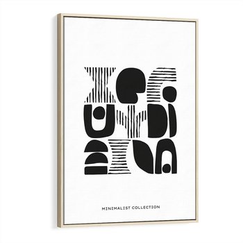 Obraz w ramie 70x100 - Taniec Dziwacznych Kresek - minimalistyczny plakat, czarno biały - rama drewno