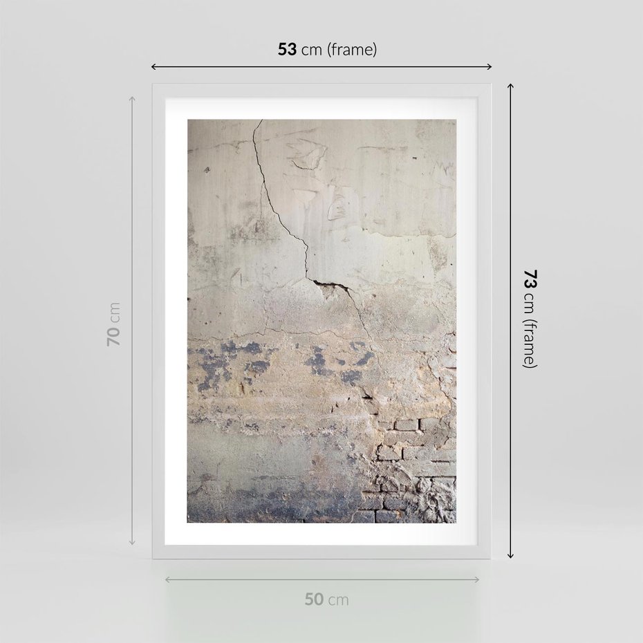 Plakat w ramie 50x70 - Surowość ściany z betonu - ściana, beton - rama biała