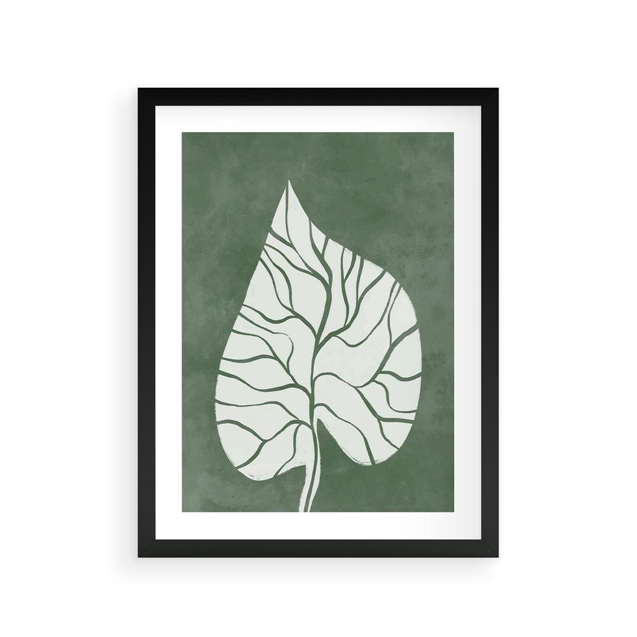 Plakat w ramie 30x40 - Migotliwe Wnętrze Zieleni - zielony plakat, roślinne motywy - rama czarna