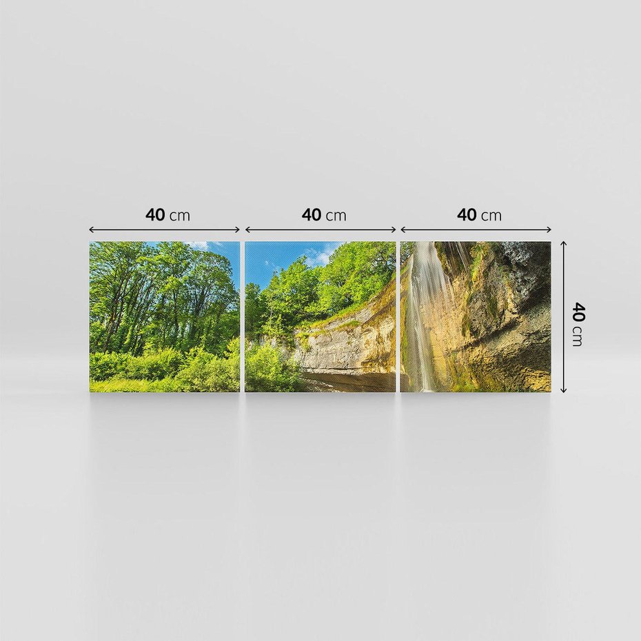 Obraz na płótnie 120x40 - Wodospad: Skały w ruchu - wodospad, las