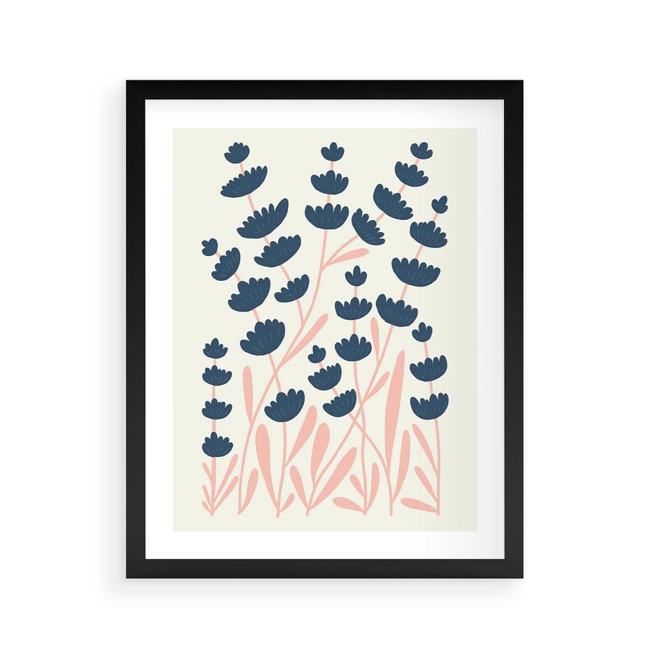 Plakat w ramie 40x50 - Migotliwe Kształty - kwiaty, rośliny - rama czarna