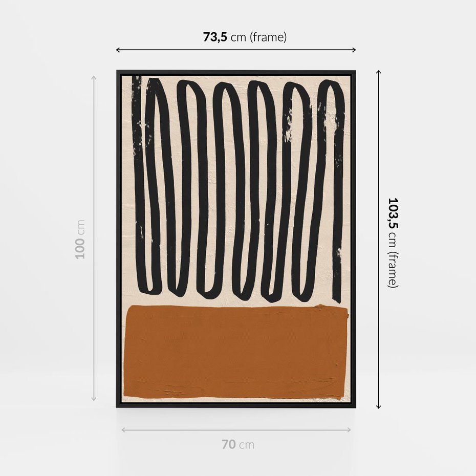 Obraz w ramie 70x100 - Boho Impulsy Kreatywności - abstrakcyjny plakat, brąz - rama czarna