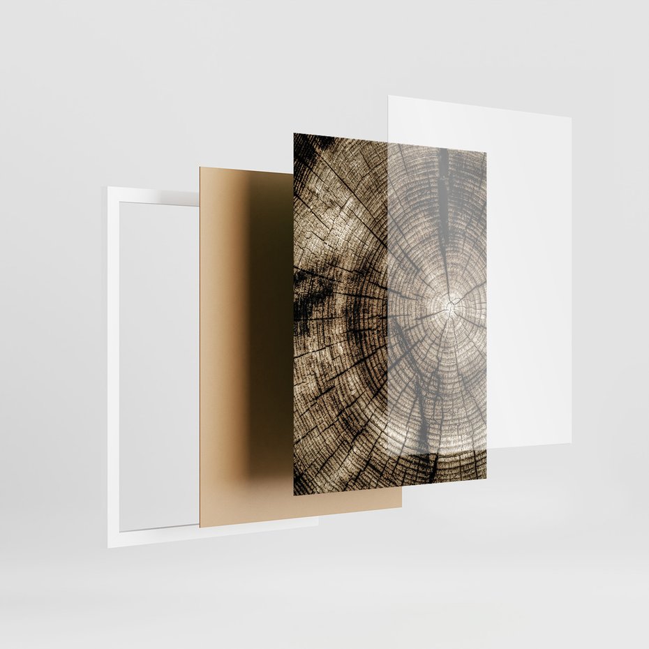 Zestaw obrazy w ramie 50x70 galeria - Drewno, pień, boho, domek - rama biała