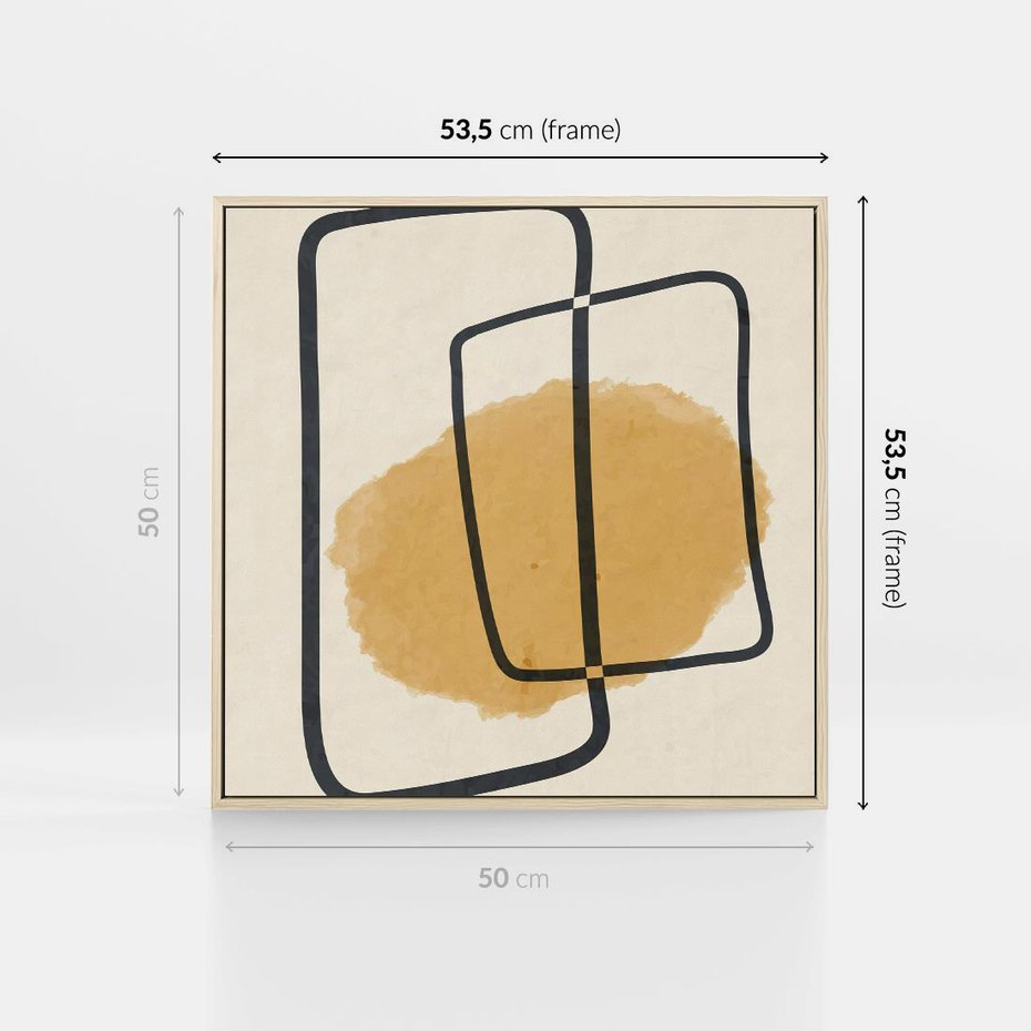 Obraz w ramie 50x50 - Rozkwitające Formy - abstrakcyjne nieregularne kształty, minimalistyczny plakat - rama drewno