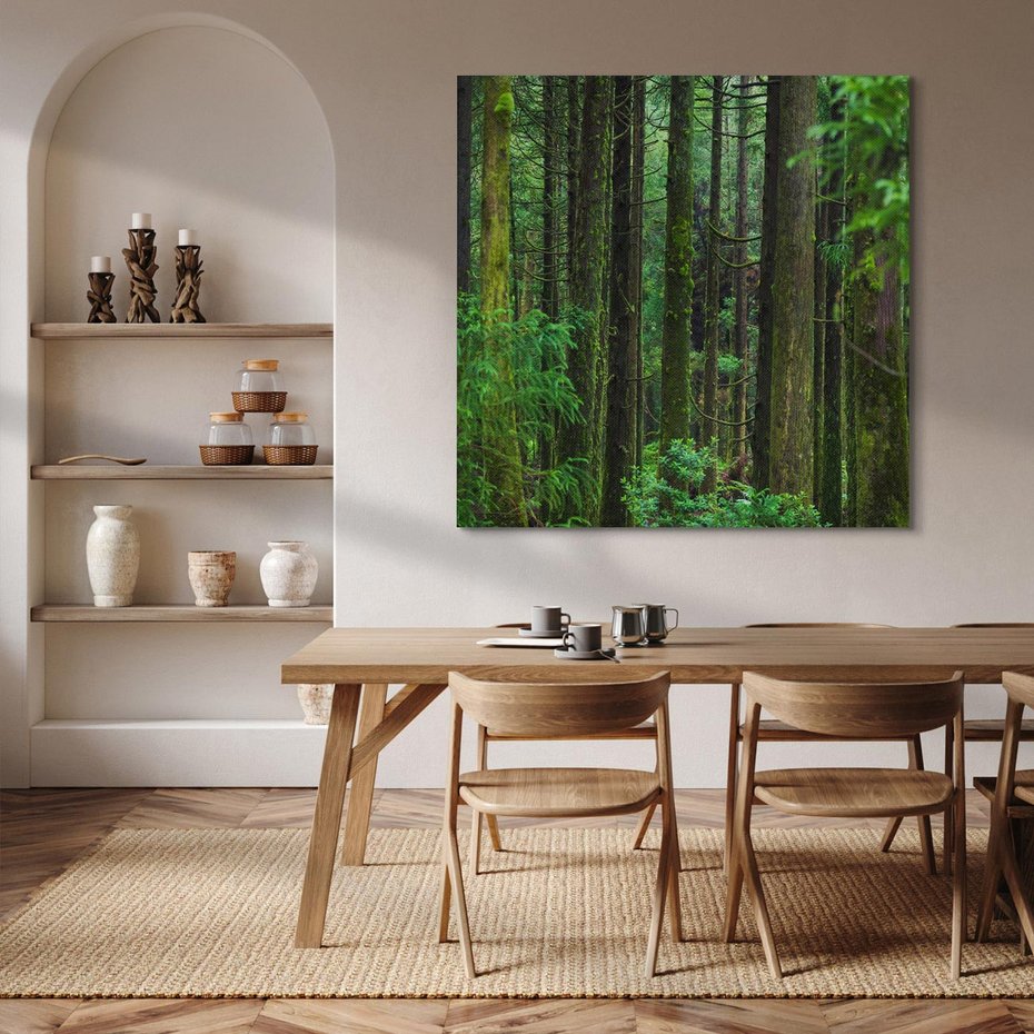 Obraz na płótnie 40x40 - Mistyka leśnej głuszy - las, drzewa