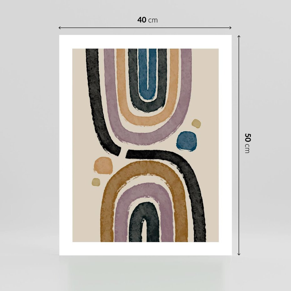 Plakat bez ramy 40x50 - Taniec Przenikających Kształtów - abstrakcyjne tęcze, kompozycja