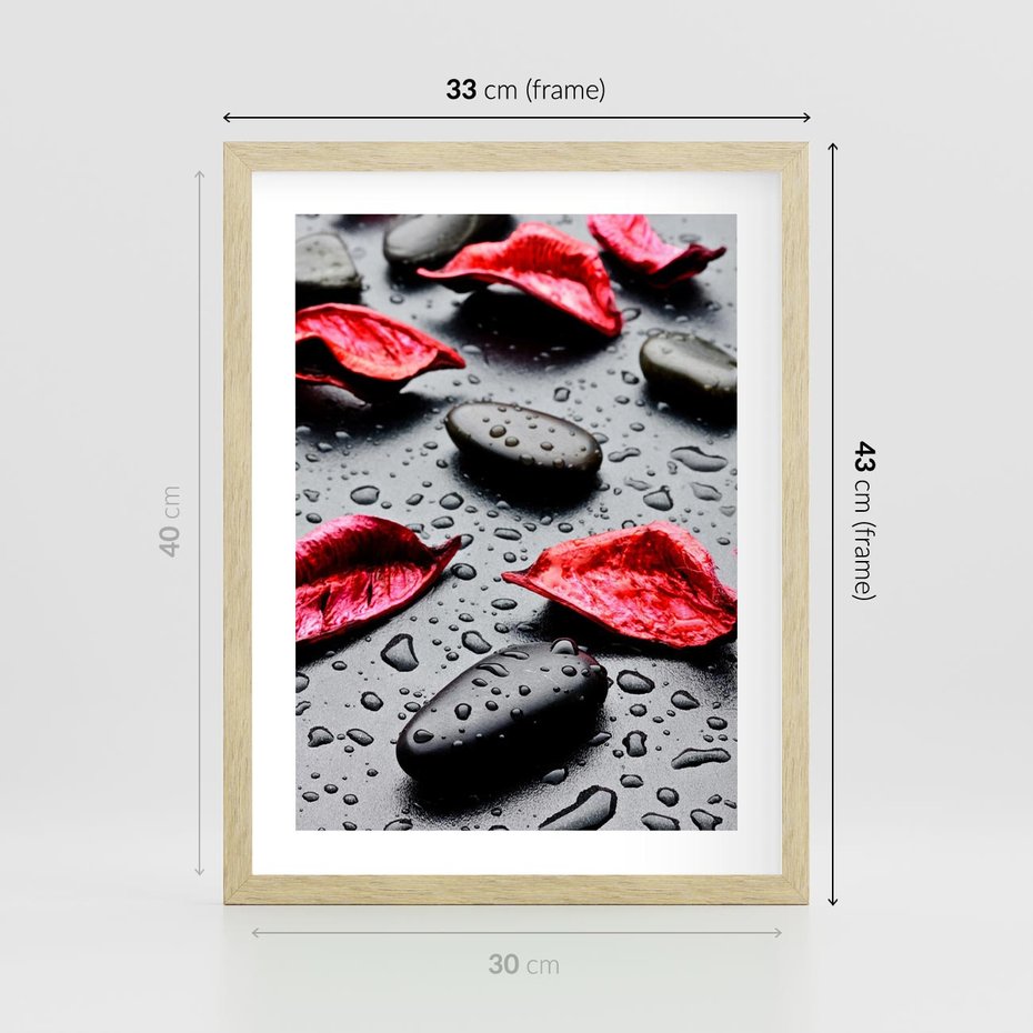 Plakat w ramie 30x40 - Spa wśród Natury - spa, kamienie - rama drewno