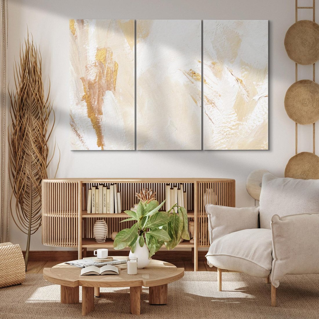Obraz na płótnie 120x80 - Elegancja w Złocistym Chaosie - złoto beż, abstrakcja