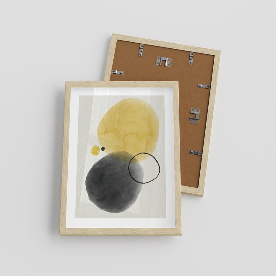 Plakat w ramie 30x40 - Pastelowa Harmonia - abstrakcja, akwarelowe plamy - rama drewno