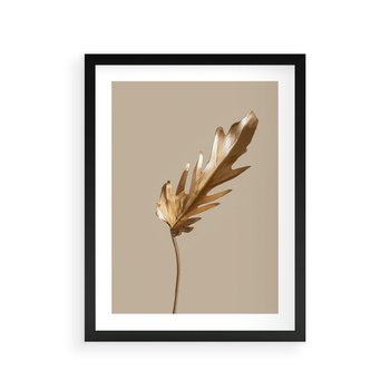 Plakat w ramie 30x40 - Piękno w Detalu - złoty, liść - rama czarna