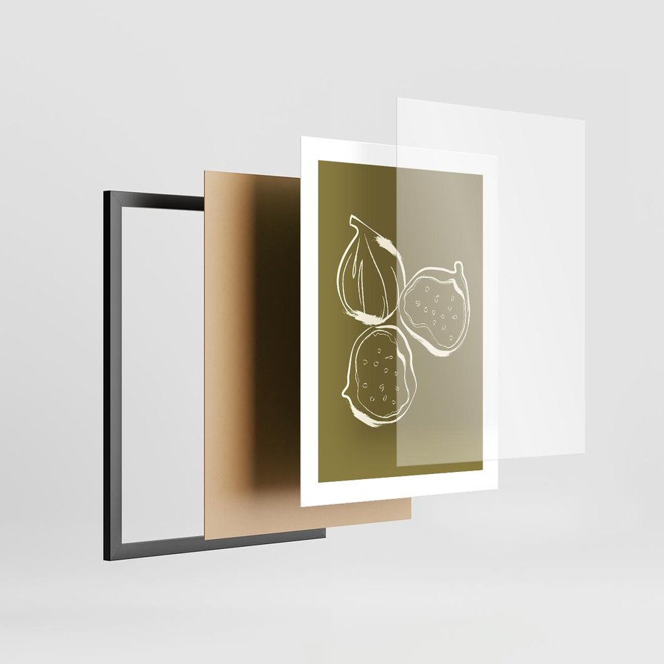 Plakat w ramie 30x40 - Podróżne Barwy - figi, minimalistyczny styl - rama czarna