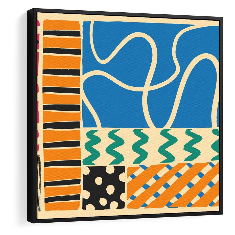 Obraz w ramie 50x50 - Etno Boho - etno ornamenty, boho klimat - rama czarna