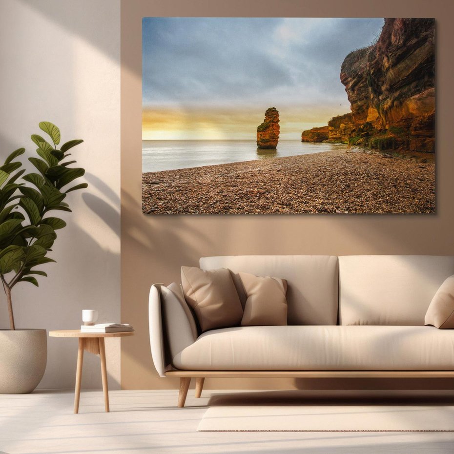 Obraz na płótnie 100x70 - Plaża Morza z Skałami - plaża, morze