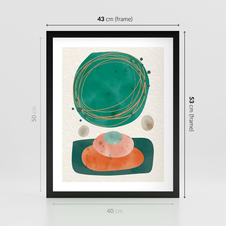 Plakat w ramie 40x50 - Rozmyte Granice - abstrakcyjne plamy, zielony - rama czarna