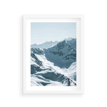 Plakat w ramie 40x50 - Surowość Gór - górskie szczyty, śnieg - rama biała