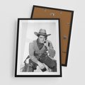 Plakat w ramie 50x70 - Dziki Zachód - retro zdjęcie, czarno białe - rama czarna