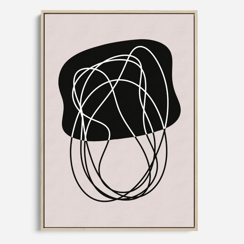 Obraz w ramie 50x70 - Abstrakcyjne Harmonie - abstrakcyjne szkicowane linie, minimalizm - rama drewno