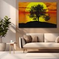 Obraz na płótnie 120x80 - Drzewo - Zachód słońca - drzewo, zachód słońca