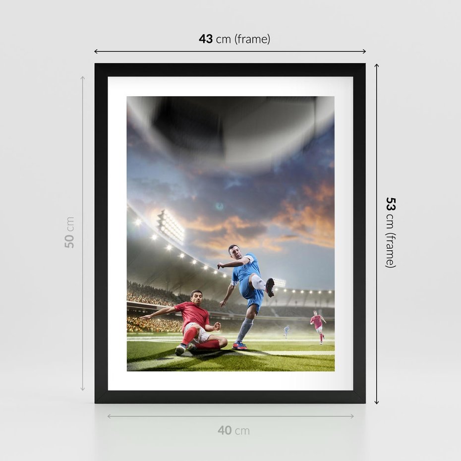 Plakat w ramie 40x50 - Ekscytacja Sportowego Świata - gol, mecz - rama czarna