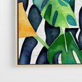 Obraz w ramie 50x70 - Tropikalne Pragnienia - akwarela, liście tropikalne - rama drewno