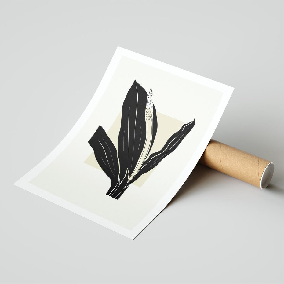 Plakat bez ramy 21x30 - Harmonia liści - minimalistyczny obraz, szkic