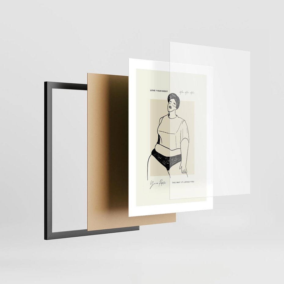 Plakat w ramie 30x40 - Elegancja Kobiecej Formy - nowoczesna sztuka kobieca, plakat - rama czarna