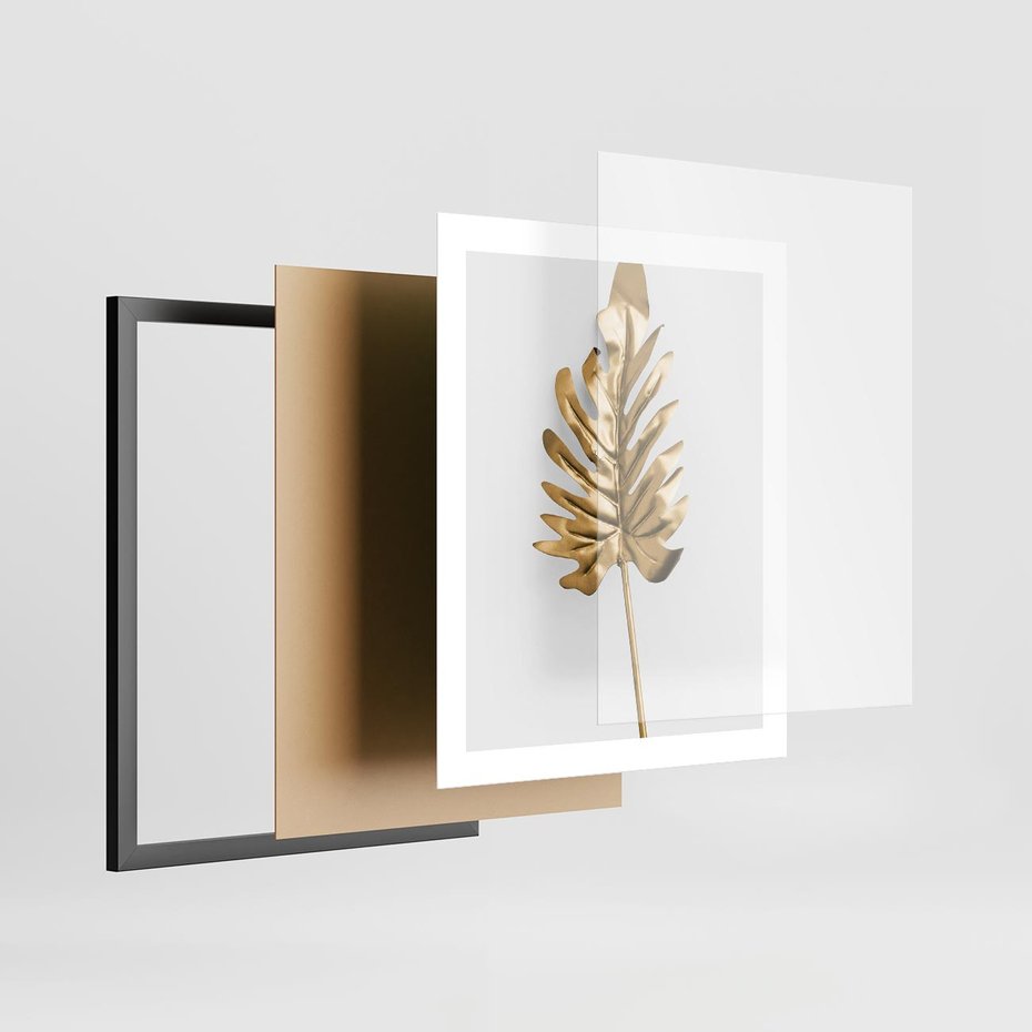 Plakat w ramie 40x50 - Ponadczasowy Urok - złote, liście - rama czarna