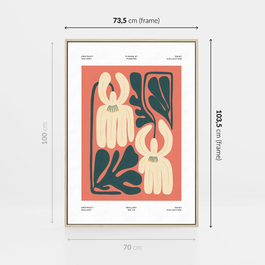 Obraz w ramie 70x100 - Migotliwe Echa - kwiaty, nowoczesna abstrakcja - rama drewno