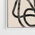 Obraz w ramie 50x50 - Przenikanie Wirtualnych Wymiarów - zaplątane minimalistyczne linie, na bezowym tle - rama biała