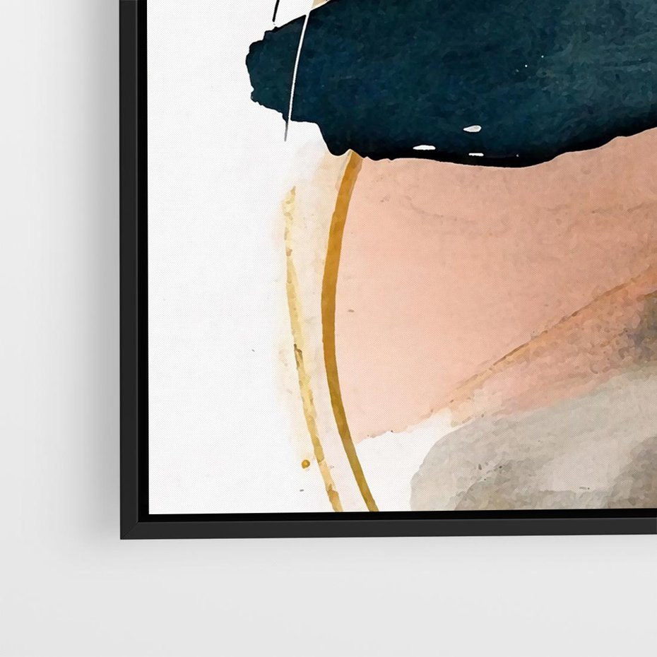 Obraz w ramie 50x50 - Migocące Impresje Przestrzeni - abstrakcyjny obraz, kolory ciepłe - rama czarna