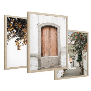 Zestaw obrazy w ramie 50x70 galeria - Stare, drzwi, Włochy, uliczka - rama drewno