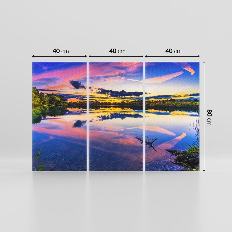 Obraz na płótnie 120x80 - Magiczny zachód słońca nad jeziorem - zachód, słońca