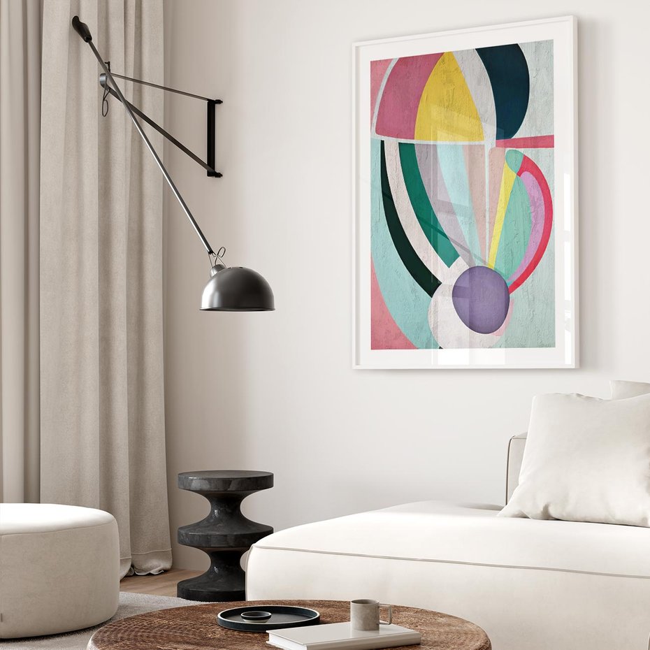 Plakat bez ramy 30x40 - Podróżne Echa Przestrzeni - abstrakcyjne dziwne kształty, olejny obraz