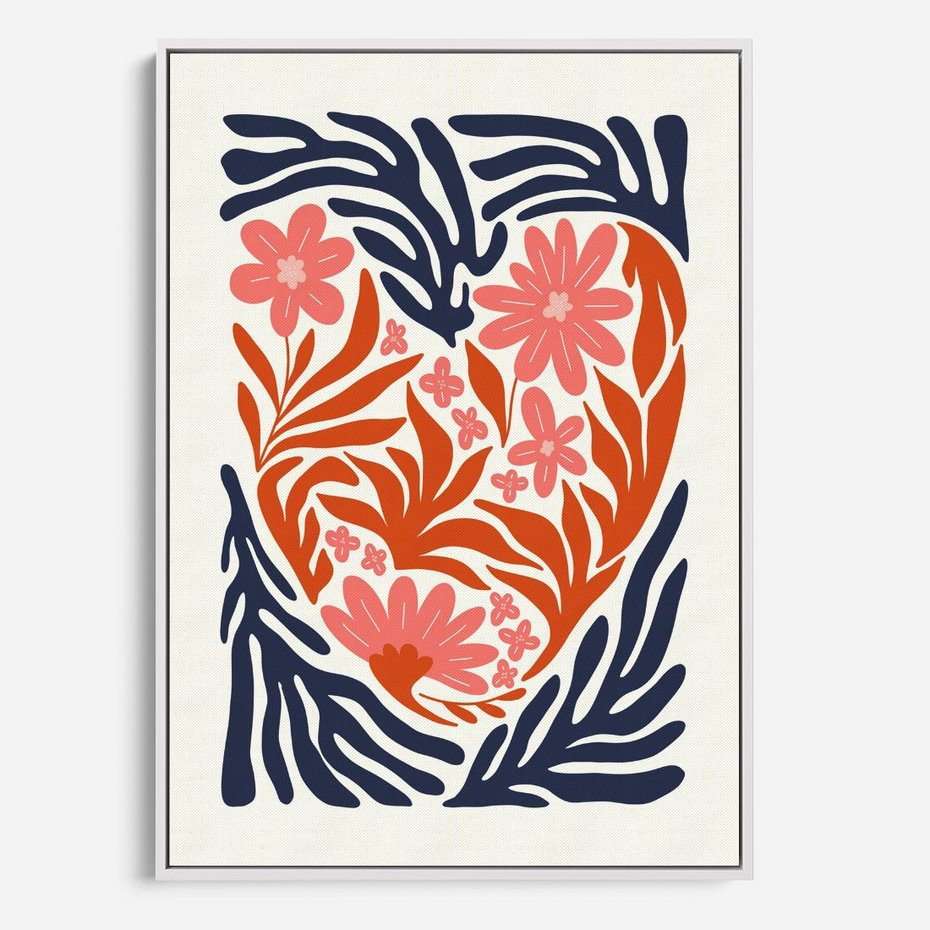 Obraz w ramie 50x70 - Kwiatami Splecione - kwiaty, nowoczesny plakat - rama biała