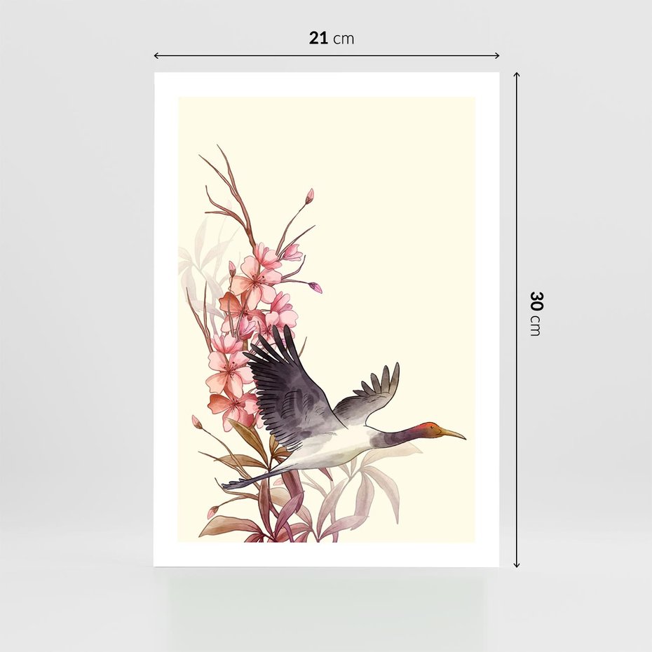 Plakat bez ramy 21x30 - Szept Japonii - japońska sztuka, ptak